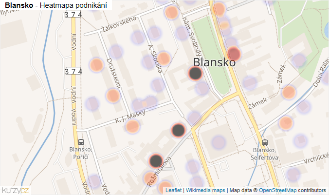 Mapa Blansko - Firmy v části obce.