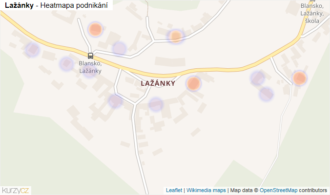 Mapa Lažánky - Firmy v části obce.