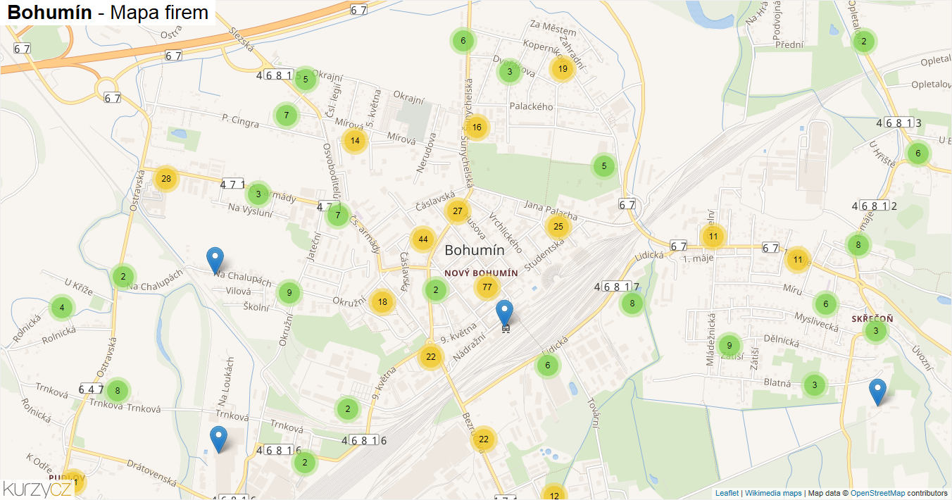 mapa bohumína Bohumín   mapy | Kurzy.cz