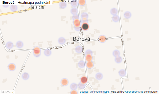 Mapa Borová - Firmy v části obce.
