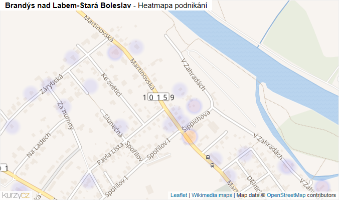 Mapa Brandýs nad Labem-Stará Boleslav - Firmy v obci.