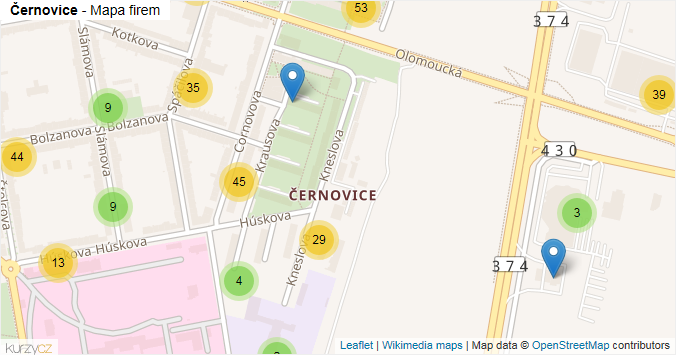 Mapa Černovice - Firmy v části obce.