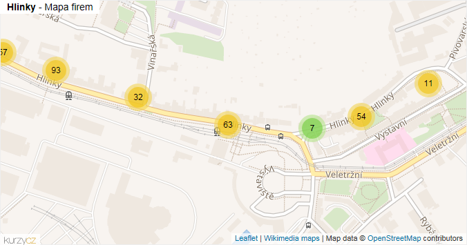 Mapa Hlinky - Firmy v ulici.