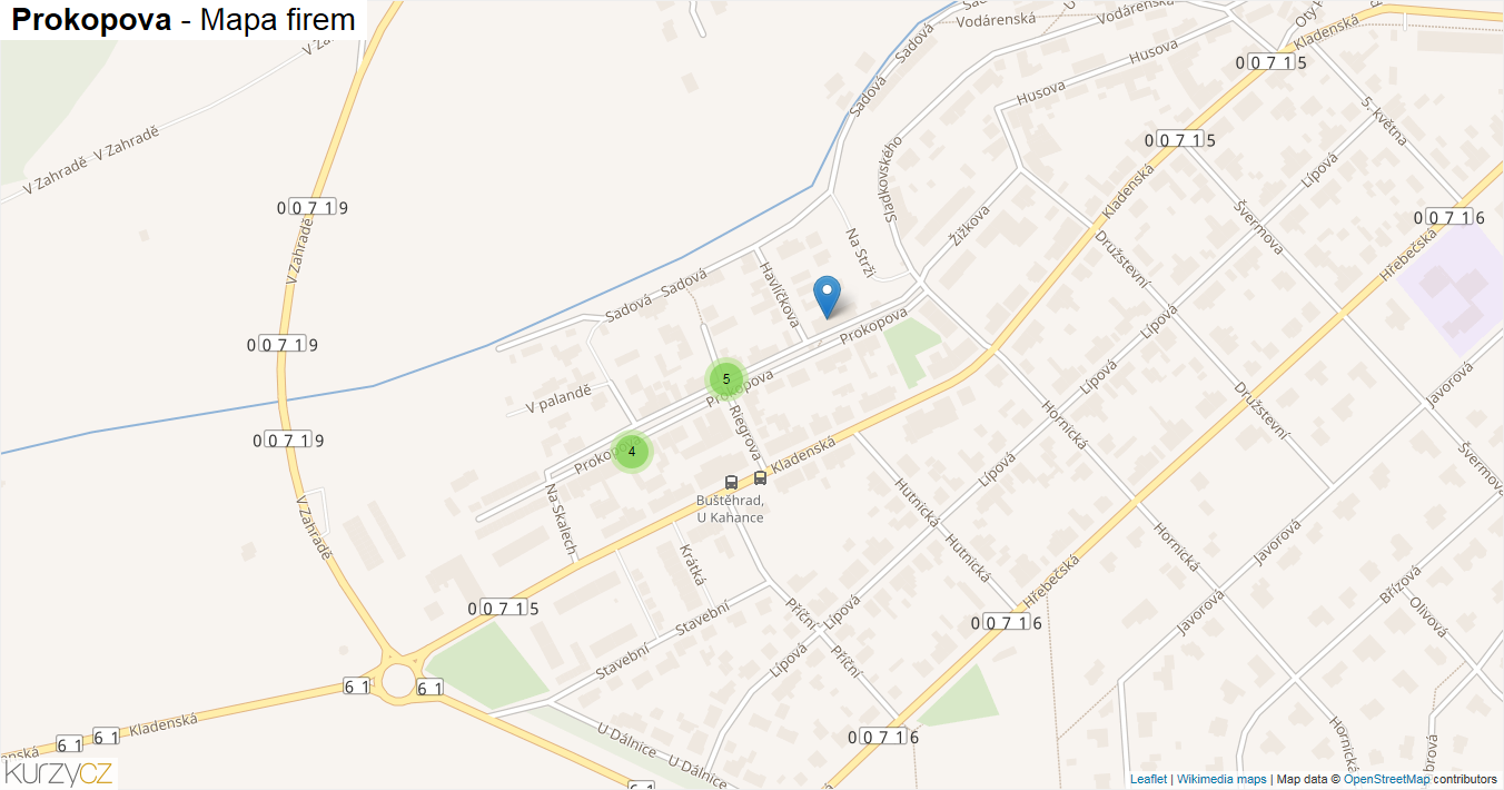 Prokopova - mapa firem