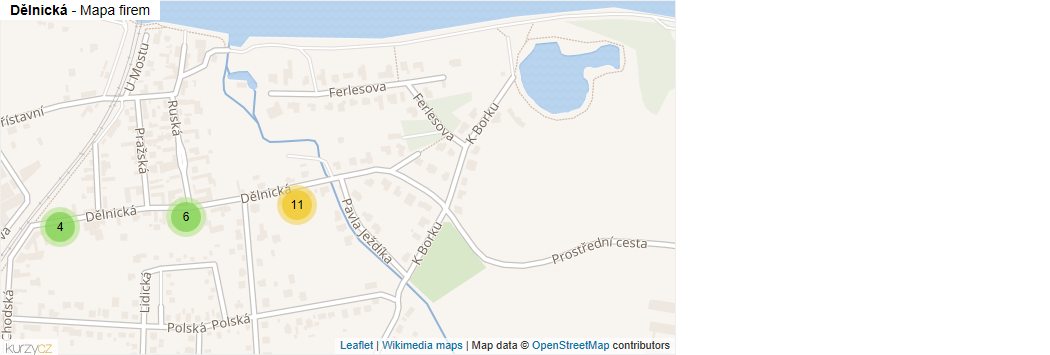 Mapa Dělnická - Firmy v ulici.