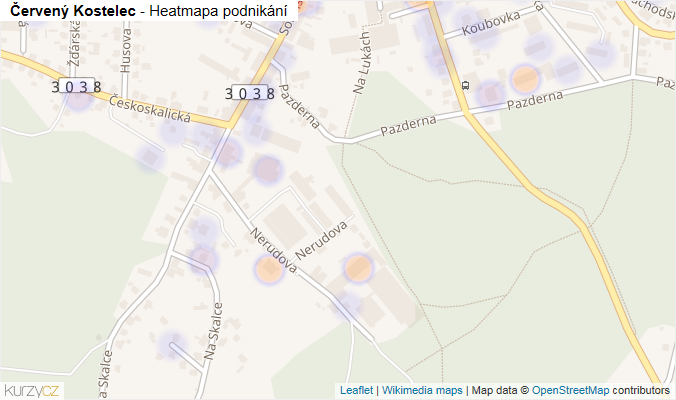 Mapa Červený Kostelec - Firmy v obci.