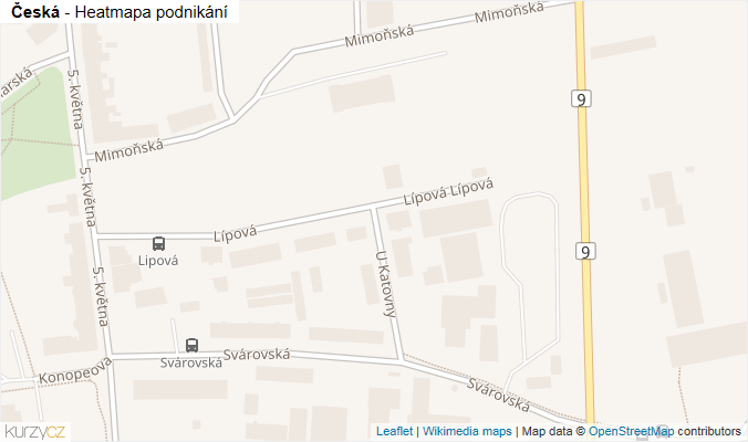 Mapa Česká - Firmy v ulici.