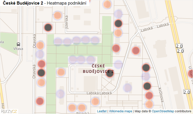 Mapa České Budějovice 2 - Firmy v části obce.