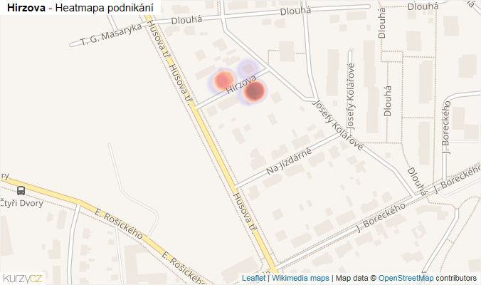 Mapa Hirzova - Firmy v ulici.