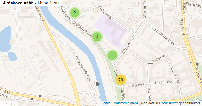 Mapa Jiráskovo nábř. - Firmy v ulici.