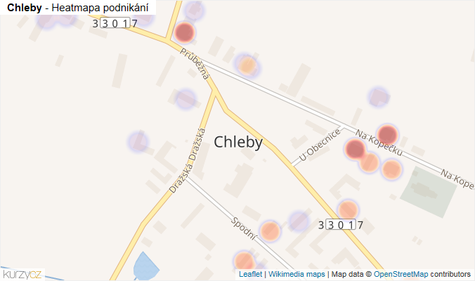 Mapa Chleby - Firmy v části obce.