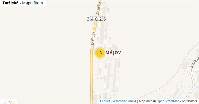 Mapa Dašická - Firmy v ulici.