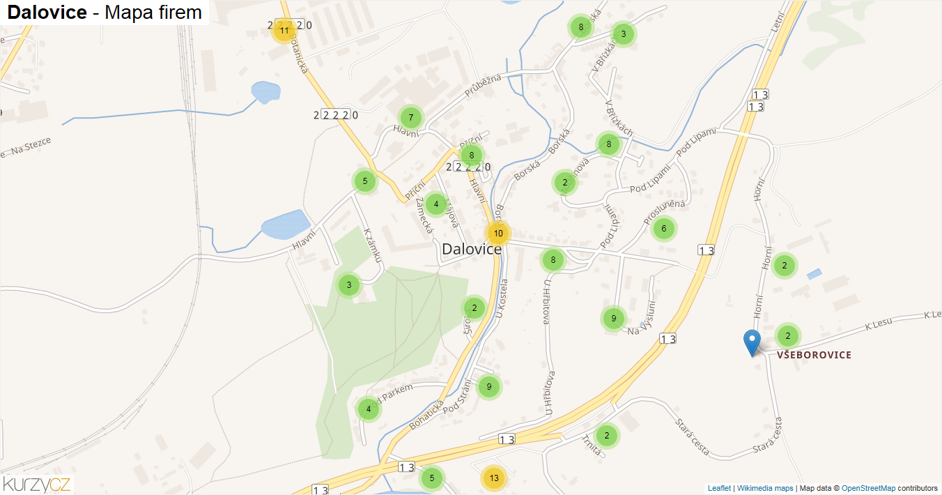 Dalovice - mapa firem