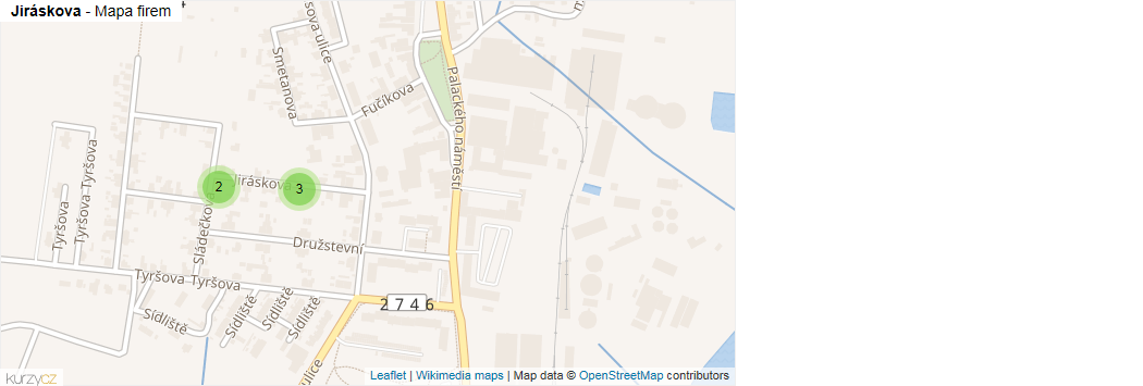 Mapa Jiráskova - Firmy v ulici.