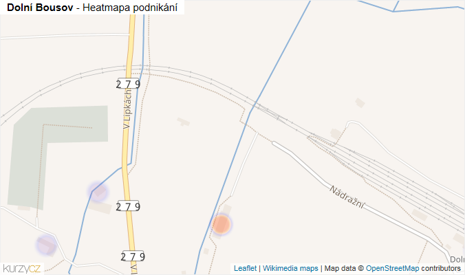 Mapa Dolní Bousov - Firmy v obci.