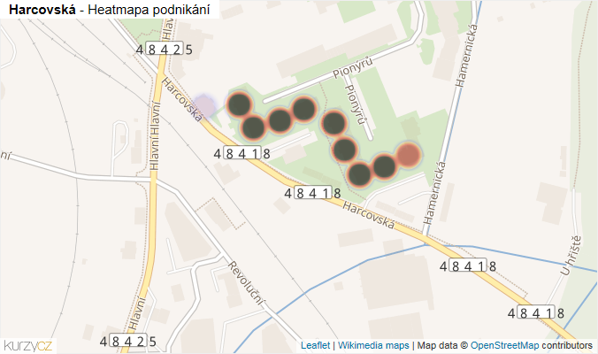 Mapa Harcovská - Firmy v ulici.