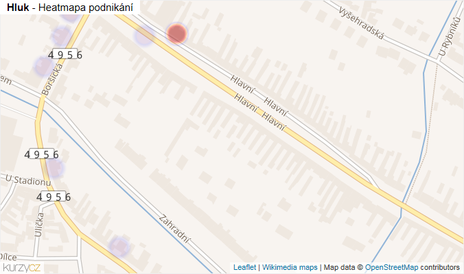 Mapa Hluk - Firmy v obci.