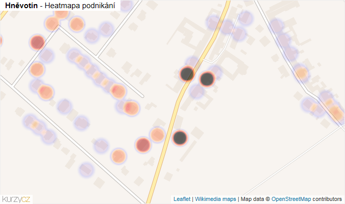 Mapa Hněvotín - Firmy v obci.