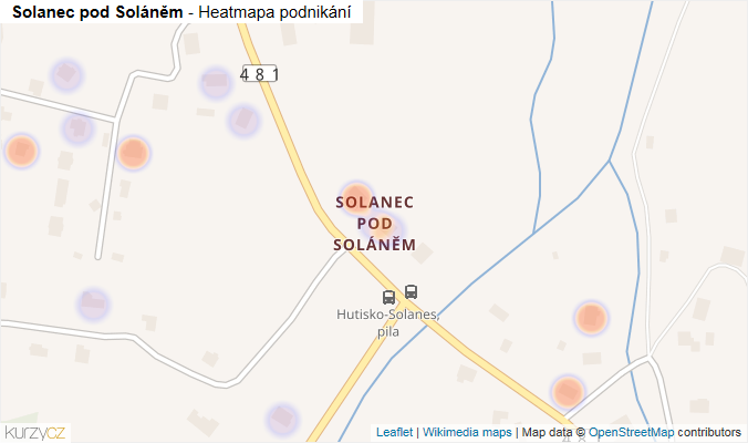 Mapa Solanec pod Soláněm - Firmy v části obce.