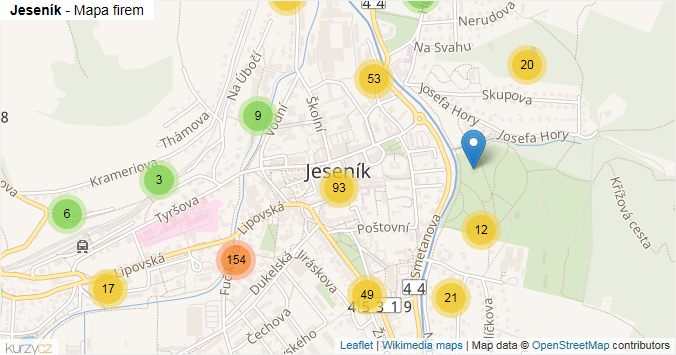 Mapa Jeseník - Firmy v obci.