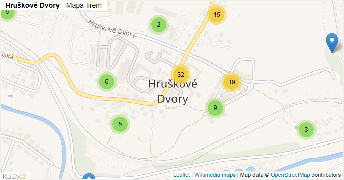 Mapa Hruškové Dvory - Firmy v části obce.
