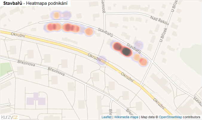 Mapa Stavbařů - Firmy v ulici.