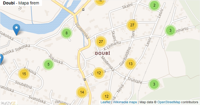 Mapa Doubí - Firmy v části obce.