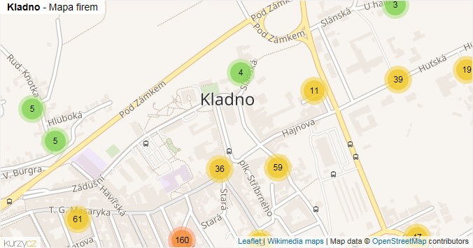 Mapa Kladno - Firmy v části obce.