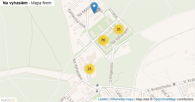 Mapa Na vyhaslém - Firmy v ulici.