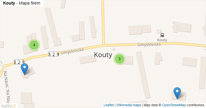Mapa Kouty - Firmy v obci.