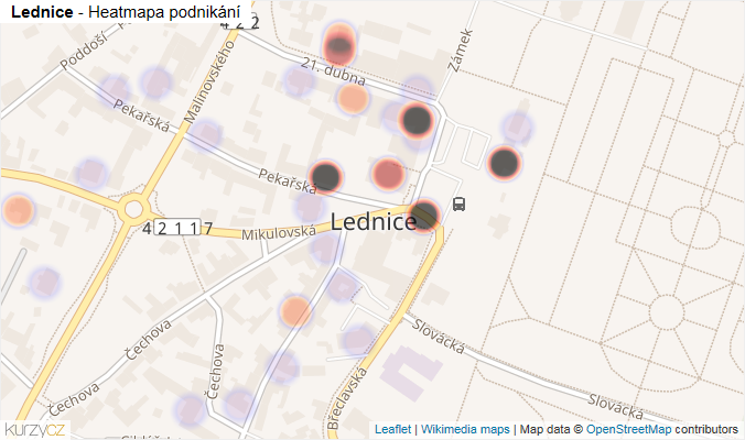 Mapa Lednice - Firmy v části obce.