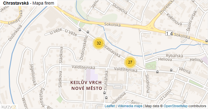 Mapa Chrastavská - Firmy v ulici.