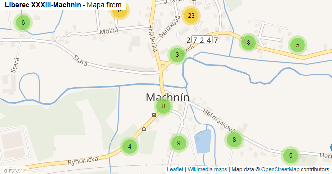 Mapa Liberec XXXIII-Machnín - Firmy v části obce.