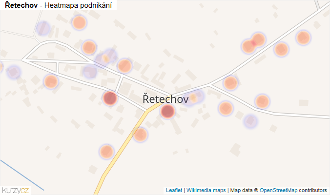 Mapa Řetechov - Firmy v části obce.