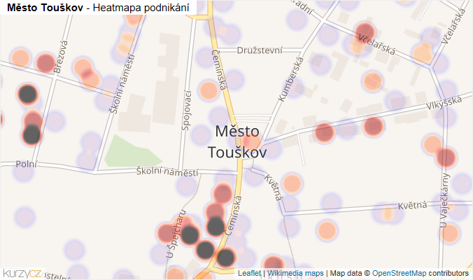 Mapa Město Touškov - Firmy v části obce.