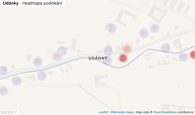 Mapa Udánky - Firmy v části obce.