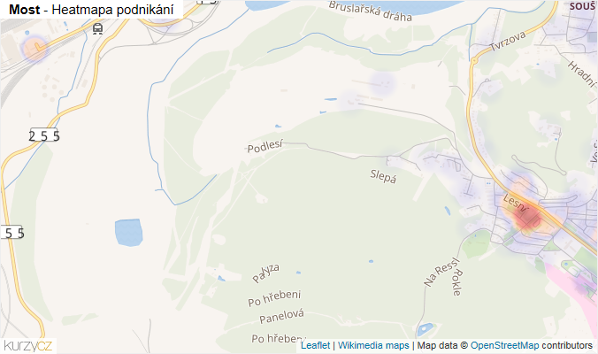 Mapa Most - Firmy v obci.