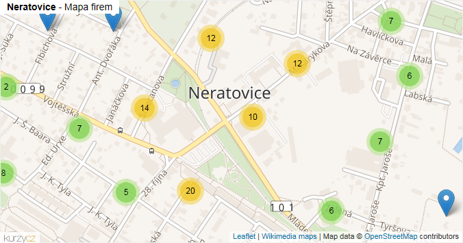 Mapa Neratovice - Firmy v části obce.