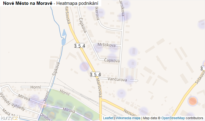 Mapa Nové Město na Moravě - Firmy v obci.