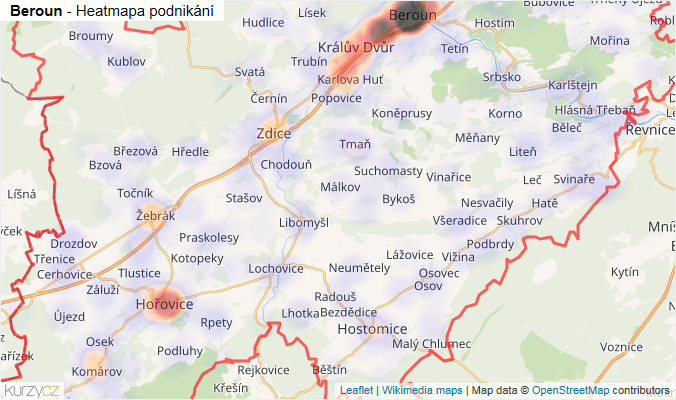 Mapa Beroun - Firmy v okrese.