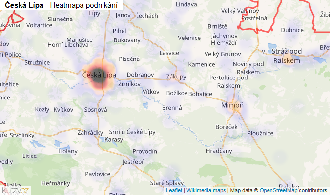 Mapa Česká Lípa - Firmy v okrese.
