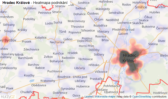 Mapa Hradec Králové - Firmy v okrese.