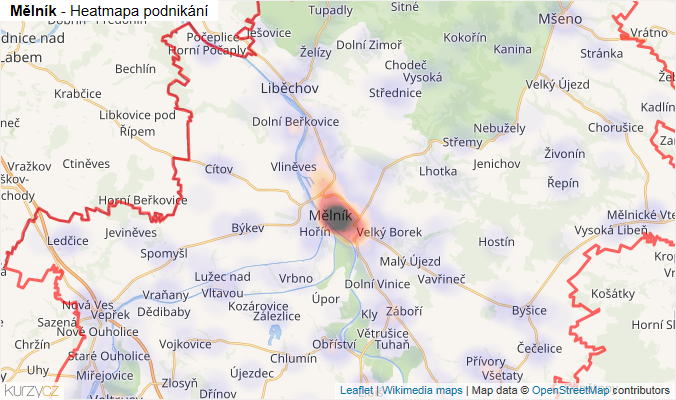 Mapa Mělník - Firmy v okrese.