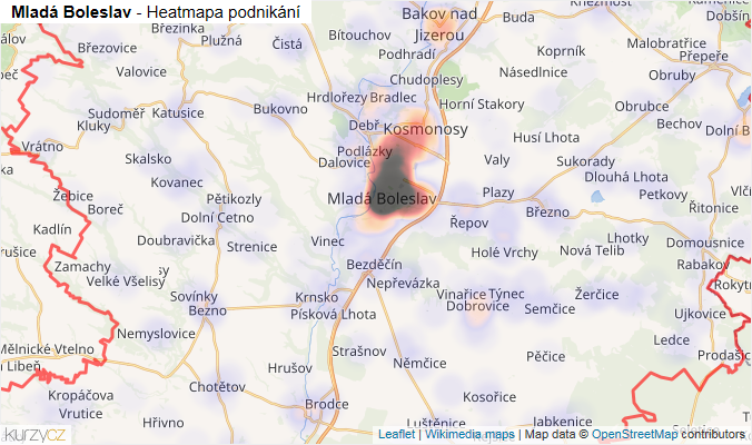 Mapa Mladá Boleslav - Firmy v okrese.
