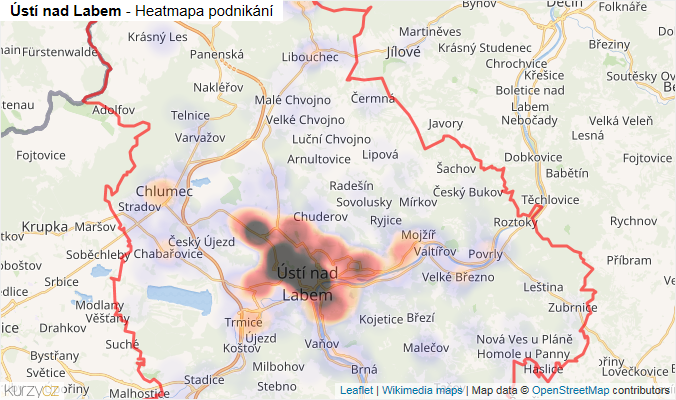 Mapa Ústí nad Labem - Firmy v okrese.