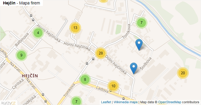 Mapa Hejčín - Firmy v části obce.