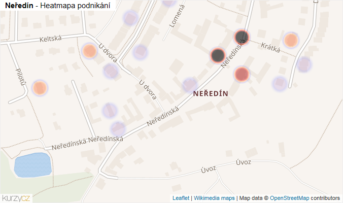 Mapa Neředín - Firmy v části obce.