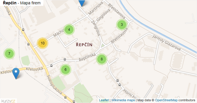 Mapa Řepčín - Firmy v části obce.