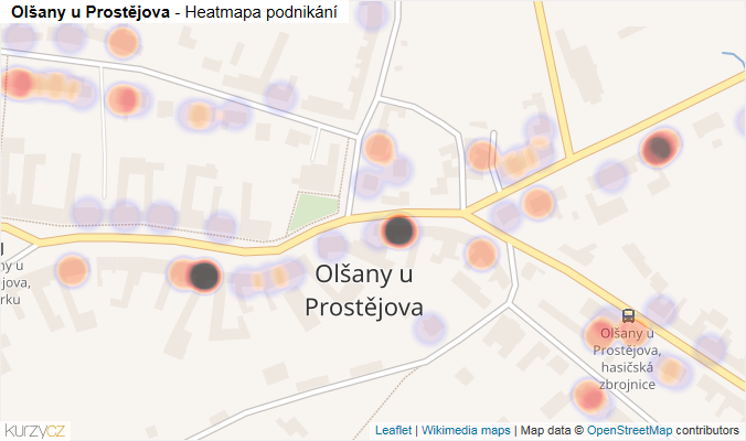 Mapa Olšany u Prostějova - Firmy v části obce.