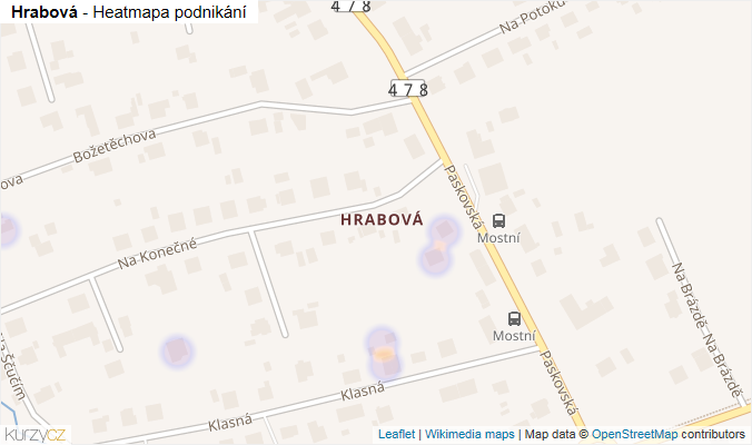 Mapa Hrabová - Firmy v části obce.